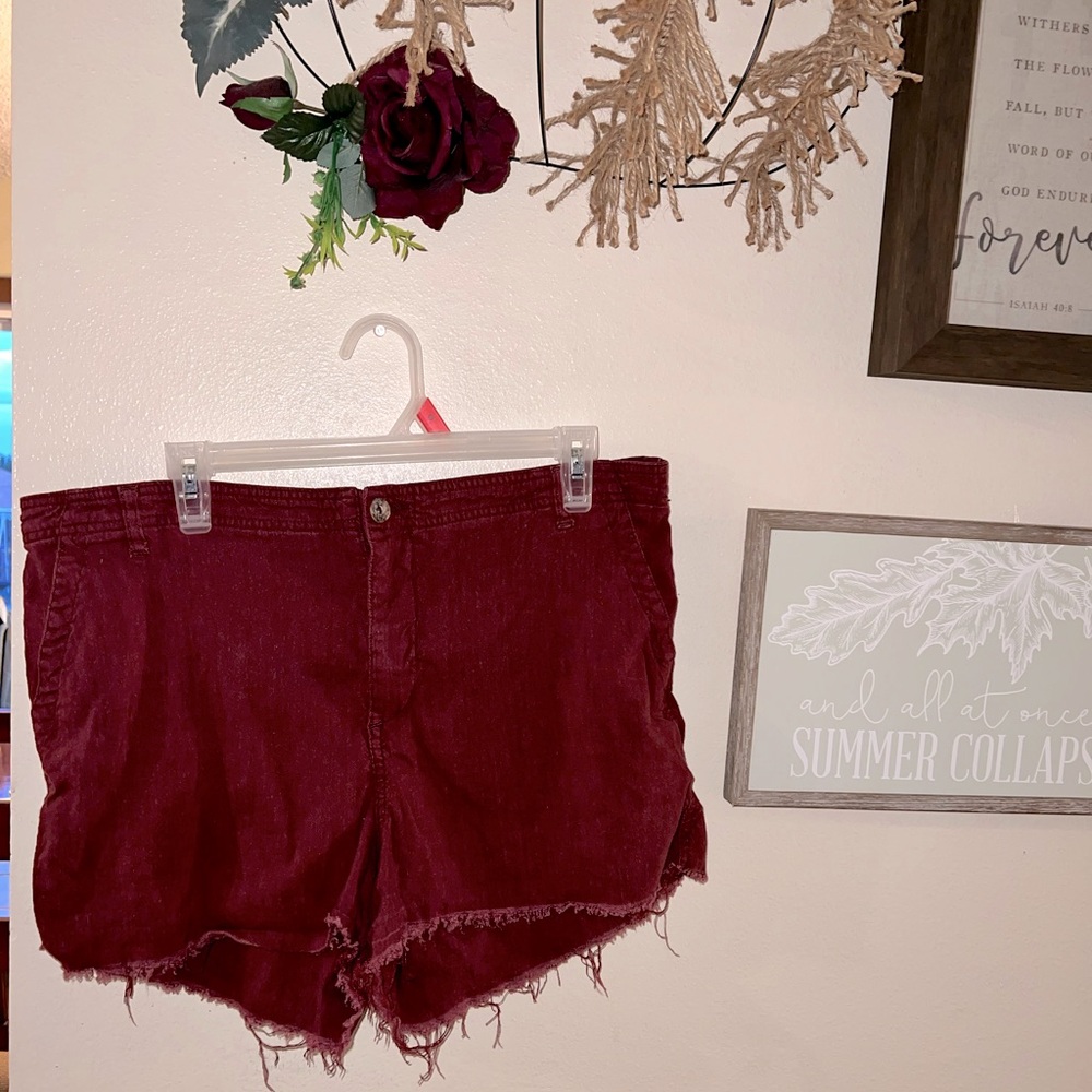 Maroon Cutoff Shorts